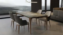 Casa Padrino Luxus Designer Esstisch mit Glasplatte in Halb Edelstein Optik - High Class Esszimmer Tisch