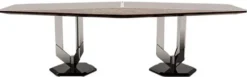 Casa Padrino Luxus Designer Esstisch Schwarz / Braun / Silber 250 x 116 x H. 78 cm - Luxus Möbel - Designer Möbel - Esszimmer Möbel - Hotel Möbel - Luxus Qualität