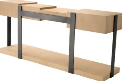 Casa Padrino Luxus Designer Konsole Naturfarben / Bronze 180 x 42,5 x H. 76,5 cm - Rechteckiger Konsolentisch - Wohnzimmer Möbel - Luxus Möbel - Designer Möbel