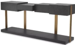 Casa Padrino Luxus Designer Konsole Schwarzgrau / Messingfarben 180 x 42,5 x H. 76,5 cm - Moderner Konsolentisch - Luxus Designer Möbel