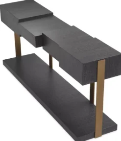Casa Padrino Luxus Designer Konsole Schwarzgrau / Messingfarben 180 x 42,5 x H. 76,5 cm - Moderner Konsolentisch - Luxus Designer Möbel
