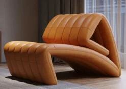 Casa Padrino Luxus Designer Leder Sessel Braun 75 x 135 x H. 80 cm - Echtleder Wohnzimmer Sessel - Hotel Sessel - Wohnzimmer Möbel - Hotel Möbel - Luxus Qualität - Made in Italy