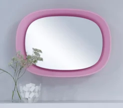 Casa Padrino Luxus Designer Spiegel Rosa 70 x H. 97 cm - Designer Wandspiegel mit Licht