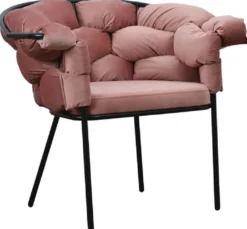 Casa Padrino Luxus Designer Sessel Rosa / Schwarz 81 x 64 x H. 75 cm - Wohnzimmer Sessel - Hotel Sessel - Wohnzimmer Möbel - Luxus Möbel - Wohnzimmer Einrichtung - Luxus Einrichtung - Möbel Luxus