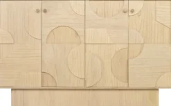 Casa Padrino Luxus Designer Sideboard Naturfarben 172,5 x 50 x H. 107,5 cm - Massivholz Schrank mit 4 Türen - Schlafzimmer Schrank - Wohnzimmer Schrank - Büro Schrank - Luxus Möbel