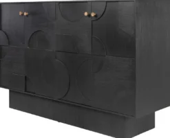 Casa Padrino Luxus Designer Sideboard Schwarz 172,5 x 50 x H. 107,5 cm - Massivholz Schrank mit 4 Türen - Schlafzimmer Schrank - Wohnzimmer Schrank - Büro Schrank - Luxus Möbel