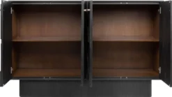 Casa Padrino Luxus Designer Sideboard Schwarz 172,5 x 50 x H. 107,5 cm - Massivholz Schrank mit 4 Türen - Schlafzimmer Schrank - Wohnzimmer Schrank - Büro Schrank - Luxus Möbel