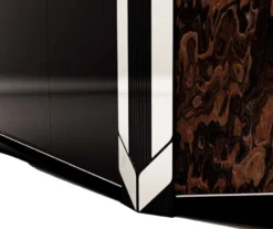 Casa Padrino Luxus Designer Sideboard mit 4 Türen Schwarz / Braun / Silber 230 x 54 x H. 85 cm - Luxus Möbel - Designer Möbel - Esszimmer Möbel - Hotel Möbel - Luxus Qualität