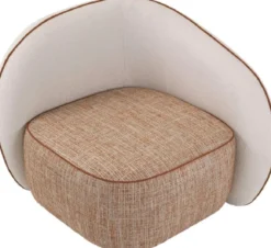 Casa Padrino Luxus Designer Sessel Rechte Seite Creme / Orange / Schwarz 90 x 85 x H. 82 cm - Wohnzimmer Sessel - Hotel Sessel - Wohnzimmer Möbel - Luxus Möbel - Wohnzimmer Einrichtung
