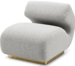 Casa Padrino Luxus Designer Sessel Grau / Messing 71 x 99 x H. 75 cm - Wohnzimmer Sessel - Hotel Sessel - Wohnzimmer Möbel - Hotel Möbel - Luxus Möbel - Luxus Einrichtung