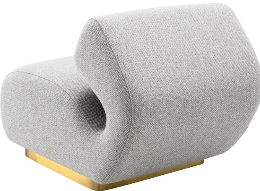 Casa Padrino Luxus Designer Sessel Grau / Messing 71 x 99 x H. 75 cm - Wohnzimmer Sessel - Hotel Sessel - Wohnzimmer Möbel - Hotel Möbel - Luxus Möbel - Luxus Einrichtung