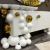 Casa Padrino Luxus Designer Sideboard Weiß / Gold 255 x 52 x H. 100 cm - Massivholz Schrank mit 4 Türen - Luxus Möbel - Hotel Möbel - Designer Möbel