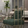 Casa Padrino Luxus Designer Sessel rechte Seite mit Kissen Grün / Gold 68 x 68 x H. 153 cm - Wohnzimmer Möbel - Hotel Möbel - Luxus Möbel