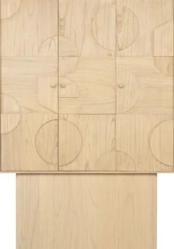 Casa Padrino Luxus Designer Schrank Naturfarben 130 x 45 x H. 190 cm - Massivholz Regalschrank mit 3 Türen - Schlafzimmer Schrank - Wohnzimmer Schrank - Büro Schrank - Luxus Möbel
