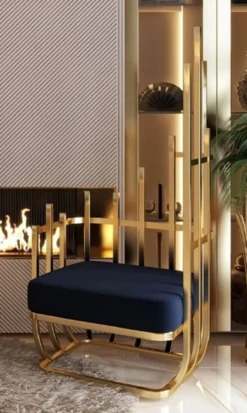 Casa Padrino Luxus Designer Sessel rechte Seite Schwarz / Gold 68 x 68 x H. 153 cm - Wohnzimmer Möbel - Hotel Möbel - Luxus Möbel