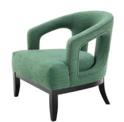 Casa Padrino Luxus Designer Sessel im Barock Stil - Grün / Schwarz / Antik Messing - 80 x 76 x 79 cm