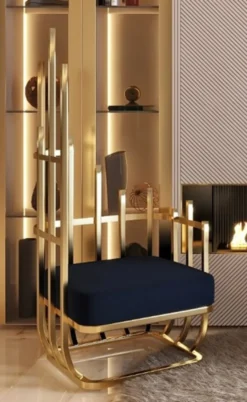 Casa Padrino Luxus Designer Sessel linke Seite Schwarz / Gold 68 x 68 x H. 153 cm - Wohnzimmer Möbel - Hotel Möbel - Luxus Möbel