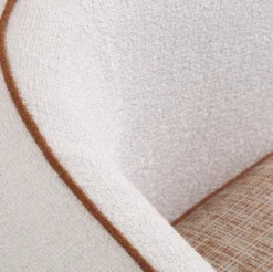 Casa Padrino Luxus Designer Sessel Linke Seite Creme / Orange / Schwarz 90 x 85 x H. 82 cm - Wohnzimmer Sessel - Hotel Sessel - Wohnzimmer Möbel - Luxus Möbel - Wohnzimmer Einrichtung