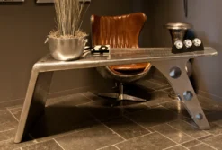 Casa Padrino Luxus Designer Schreibtisch Aviator Desk Aluminium Flugzeug Flügel Art Deco Vintage Plane