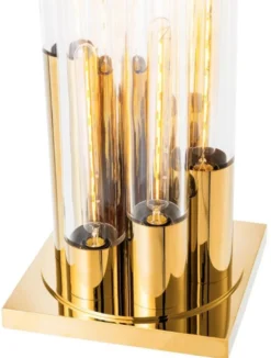 Casa Padrino Luxus Designer Tischleuchte Gold 30 x 30 x H. 80 cm - Limited Edition