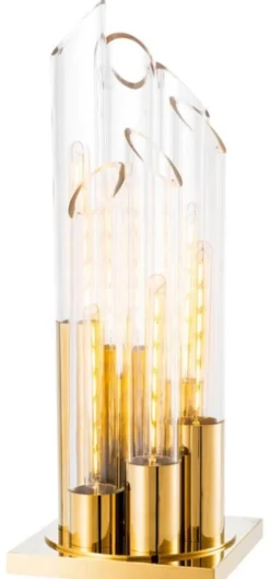 Casa Padrino Luxus Designer Tischleuchte Gold 30 x 30 x H. 80 cm - Limited Edition