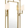 Casa Padrino Luxus Designer Wandspiegel Messing mit zwei Lampenhaltern, 113 x H 140 cm
