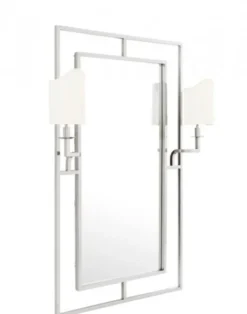 Casa Padrino Luxus Designer Wandspiegel in Nickel mit Beleuchtung 113 x H 140 cm