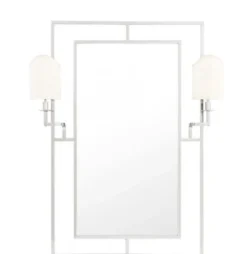 Casa Padrino Luxus Designer Wandspiegel in Nickel mit Beleuchtung 113 x H 140 cm