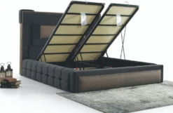Casa Padrino Luxus Doppelbett Grau / Braun - Modernes Massivholz Bett - Moderne Schlafzimmer & Hotel Möbel - Luxus Kollektion