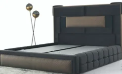 Casa Padrino Luxus Doppelbett Grau / Braun - Modernes Massivholz Bett - Moderne Schlafzimmer & Hotel Möbel - Luxus Kollektion