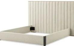 Casa Padrino Luxus Doppelbett Rahmen mit Kopfteil Naturfarben / Messing / Anthrazitgrau 224 x 224 x H. 145,5 cm - Schlafzimmer Möbel - Hotel Möbel - Luxus Qualität