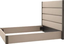 Casa Padrino Luxus Doppelbett Rahmen mit Kopfteil Grau / Dunkelbraun 205,5 x 225 x H. 150,5 cm - Schlafzimmer Möbel - Hotel Möbel - Luxus Qualität