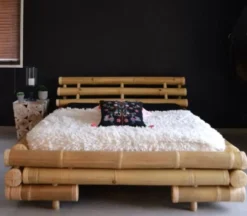 Casa Padrino Luxus Doppelbett Naturfarben 190 x 245 x H. 70 cm - Bambus Bett - Schlafzimmer Möbel - Bambus Möbel - Luxus Möbel - Luxus Einrichtung