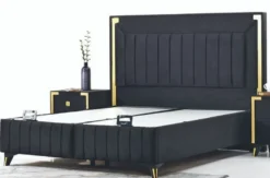 Casa Padrino Luxus Doppelbett Schwarz / Gelbgold - Modernes Massivholz Bett - Moderne Schlafzimmer & Hotel Möbel - Luxus Kollektion