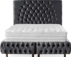 Casa Padrino Luxus Doppelbett Grau / Braun - Verschiedene Größen - Modernes Bett mit Matratze - Schlafzimmer Möbel