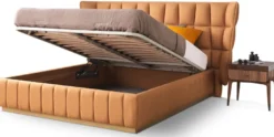 Casa Padrino Luxus Doppelbett Hellbraun / Beige 247 x 214 x H. 126 cm - Massivholz Bett - Schlafzimmer Möbel - Hotel Möbel - Luxus Möbel - Luxus Einrichtung