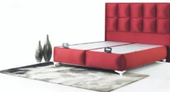 Casa Padrino Luxus Doppelbett Bordeauxrot / Weiß - Modernes Massivholz Bett - Moderne Schlafzimmer & Hotel Möbel - Luxus Kollektion