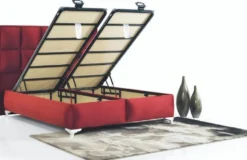 Casa Padrino Luxus Doppelbett Bordeauxrot / Weiß - Modernes Massivholz Bett - Moderne Schlafzimmer & Hotel Möbel - Luxus Kollektion