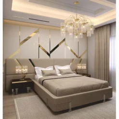 Casa Padrino Luxus Doppelbett Beige / Gold / Silber - Hotel & Schlafzimmer Möbel