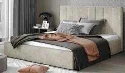 Casa Padrino Luxus Doppelbett mit Matratze Hellgrau - Verschiedene Größen