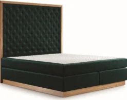 Casa Padrino Luxus Doppelbett Dunkelgrün / Naturfarben - Verschiedene Größen - Modernes Massivholz Bett mit Kopfteil - Moderne Schlafzimmer Möbel - Luxus Kollektion