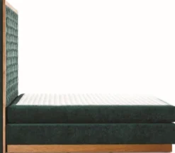Casa Padrino Luxus Doppelbett Dunkelgrün / Naturfarben - Verschiedene Größen - Modernes Massivholz Bett mit Kopfteil - Moderne Schlafzimmer Möbel - Luxus Kollektion