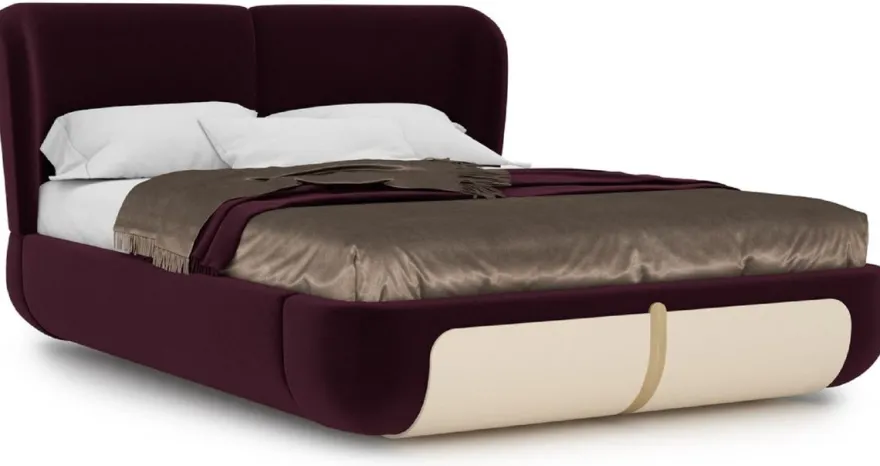 Casa Padrino Luxus Doppelbett Lila / Creme / Beige 207 x 225 x H. 110 cm - Massivholz Bett - Schlafzimmer Möbel - Hotel Möbel - Luxus Möbel - Luxus Einrichtung