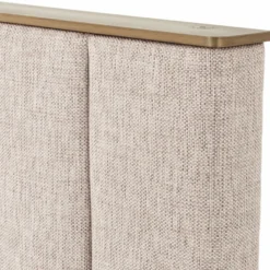 Casa Padrino Luxus Doppelbett Naturfarben / Messing / Schwarzgrau 180 x 210 cm - Schlafzimmer Möbel