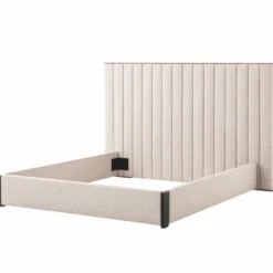 Casa Padrino Luxus Doppelbett Naturfarben / Messing / Schwarzgrau 180 x 210 cm - Schlafzimmer Möbel