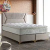 Casa Padrino Luxus Doppelbett Grau / Gold - Verschiedene Größen - Massivholz Bett mit Kopfteil und Matratze - Schlafzimmer Möbel - Hotel Möbel - Luxus Möbel
