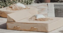 Casa Padrino Luxus Doppel Gartenliege Beige 180 x 160 cm