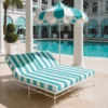 Casa Padrino Luxus Doppel Gartenliege Weiß / Türkis 160 x 190 cm - Hotel & Garten Möbel VPP