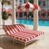Casa Padrino Luxus Doppel Gartenliege Weiß / Rot 160 x 190 cm - Hotel & Garten Möbel VPP