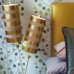 Casa Padrino Luxus Doppel Tischleuchte Gold / Taupe H. 102,7 cm - Luxus Leuchten